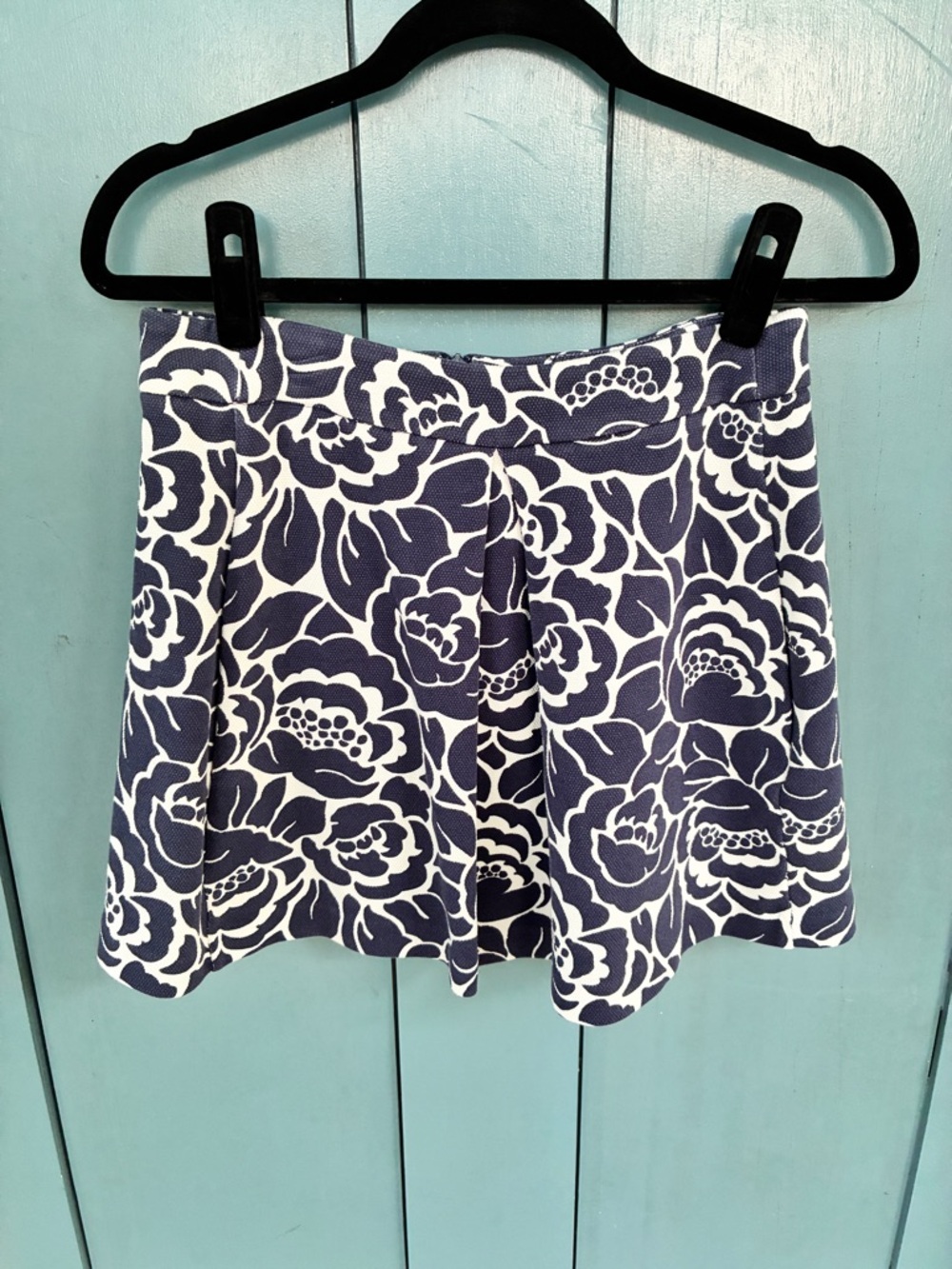 Boden Womens Skirt 6P Navy/Cream Floral Boat Beach Nautical Vacation Resort EUC